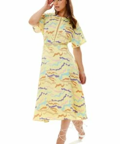 Liquorish Midi Abstract Zebra Print Dress With Mesh Detail in Yellow -Liquorish Sales Store 74d1ac125c3d44b7abc9e938e7c99be8 scaled