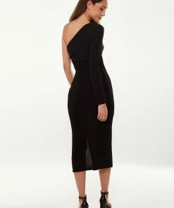 Liquorish Asymmetric Midi Dress in Black -Liquorish Sales Store 776edd4763cd45b09742bd41db25d6c0