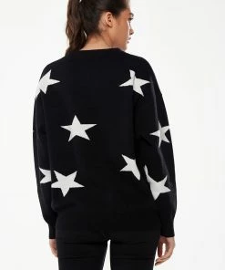 Liquorish Star Pattern Jumper in Black & White - Black/White -Liquorish Sales Store 778abe03f49c41378cf9d67e393b3969