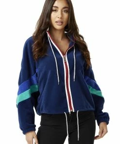 Liquorish Navy Fleece Hoodie Sweatshirt