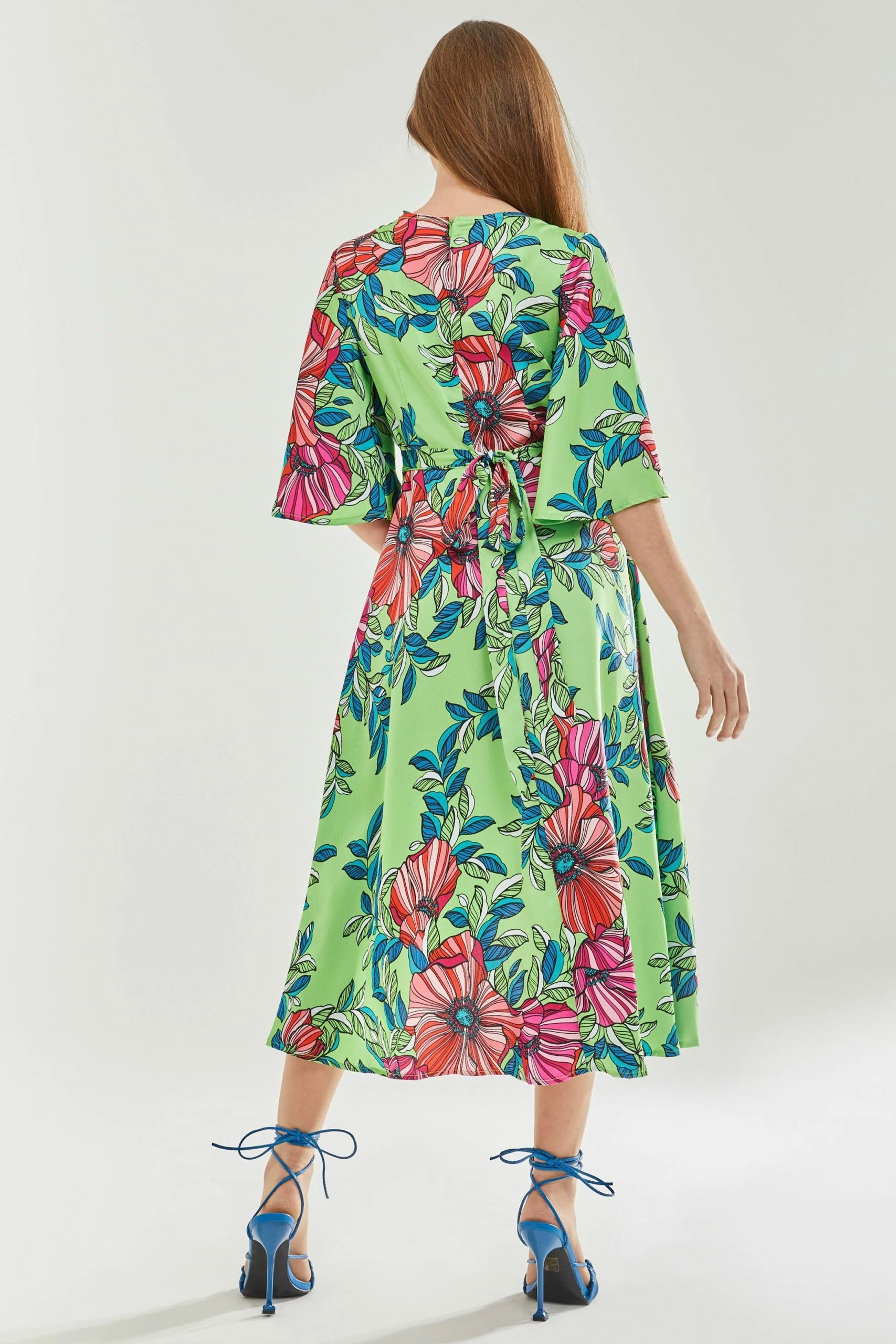 Liquorish Green Floral Midi Wrap Dress 7 Liquorish Green Floral Midi Wrap Dress - Image 5