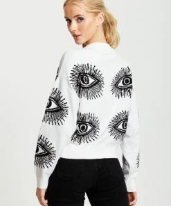 Liquorish Eye Pattern Jumper in White - Black/White -Liquorish Sales Store 7901a11a1cc04fbd8259d36f79a0bbc1 scaled