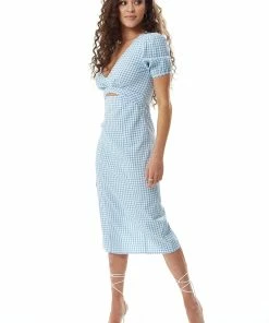 Liquorish Gingham Cut out front Midi Dress in Blue and White -Liquorish Sales Store 797deac20fb948689f08e849ea4c4dbc scaled