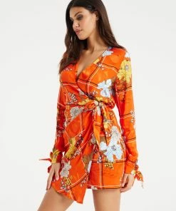 Liquorish Checked Floral Print Mini Wrap Dress - Orange 10 Liquorish Checked Floral Print Mini Wrap Dress - Orange -Liquorish Sales Store 80ecf55916e64a849ed2259010ba0dcb scaled