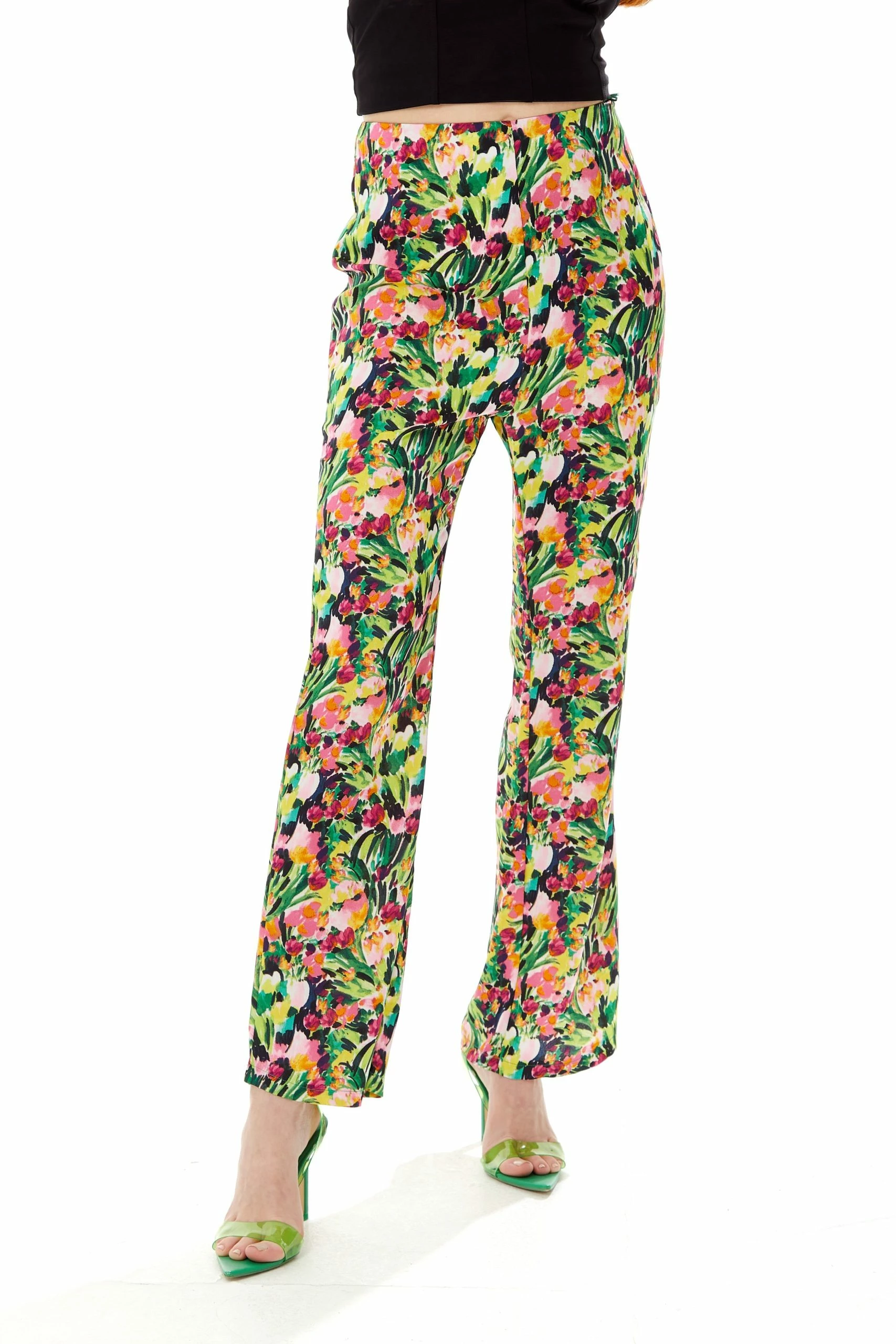 Liquorish High Waist Trousers in floral print - Multicolour 4 Liquorish High Waist Trousers in floral print - Multicolour - Image 2