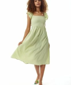 Liquorish Cut out back Midi Dress in Green Gingham