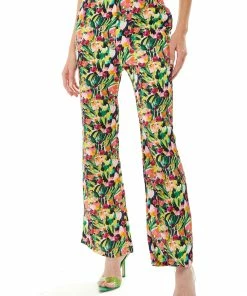 Liquorish High Waist Trousers in floral print - Multicolour