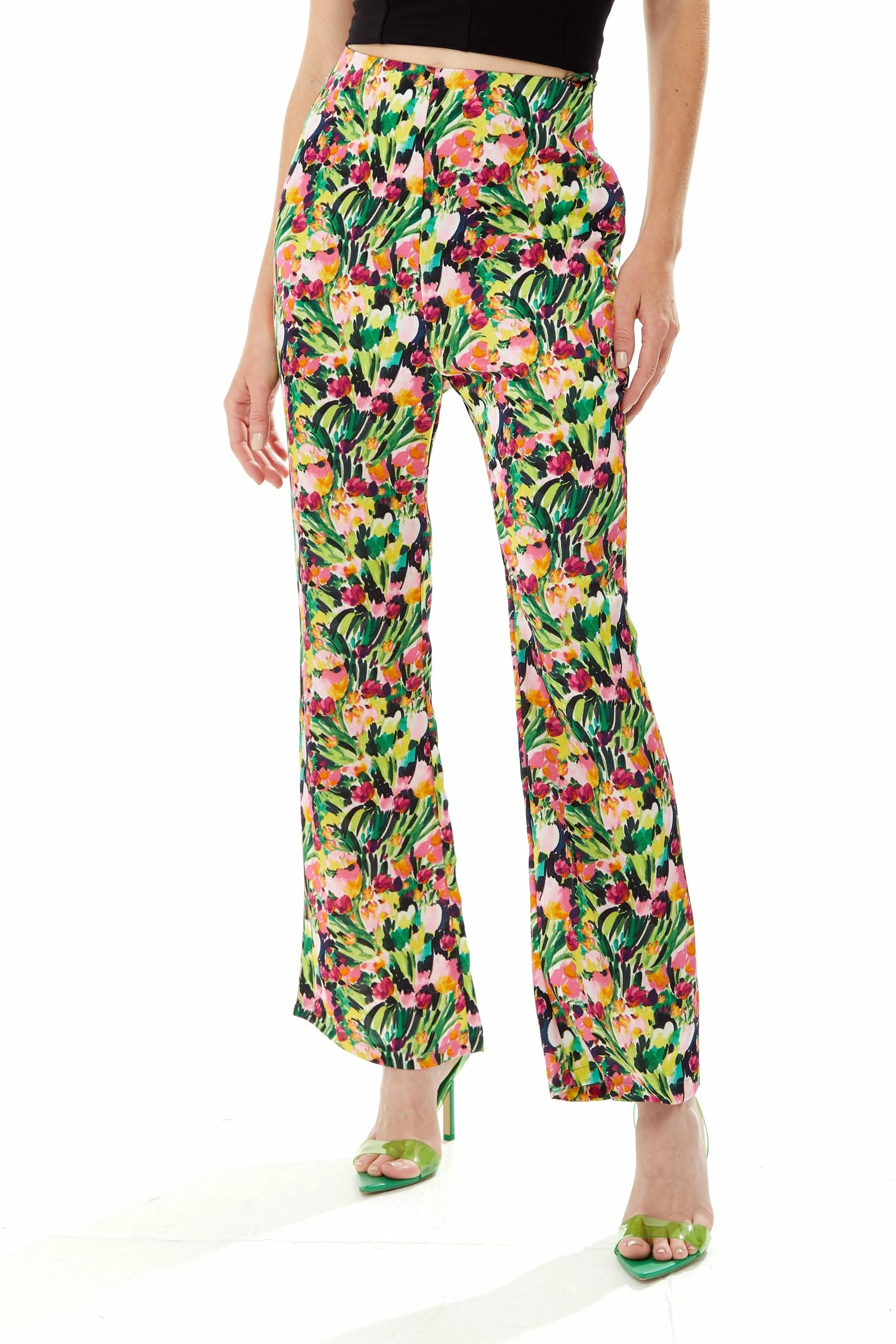 Liquorish High Waist Trousers in floral print - Multicolour 3 Liquorish High Waist Trousers in floral print - Multicolour