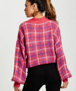 Liquorish Check V-Neck Button Down Cardigan in Pink -Liquorish Sales Store 8565a8d1eade4440b33fc3ff15f2619b scaled