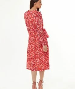 Liquorish Floral & Foil Print Midi Dress in Red -Liquorish Sales Store 85eeb5c06d63405bb7b645dc1151bf70