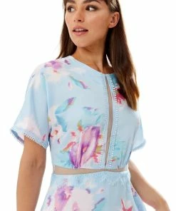 Liquorish Midi Floral Print Dress with Mesh Detail in Blue -Liquorish Sales Store 866a4eca43c54bb1be53577807c79e70 scaled