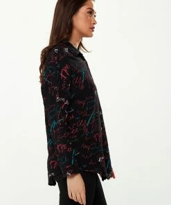 Liquorish Shirt with Multicolour Signature Pattern in Black -Liquorish Sales Store 871b972d3bea405a90129a90d4bc1bcd