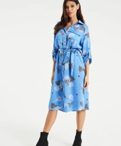 Liquorish Floral Print Shirt Dress in Light Blue -Liquorish Sales Store 873a7045129d4c52969c97451a92538c scaled