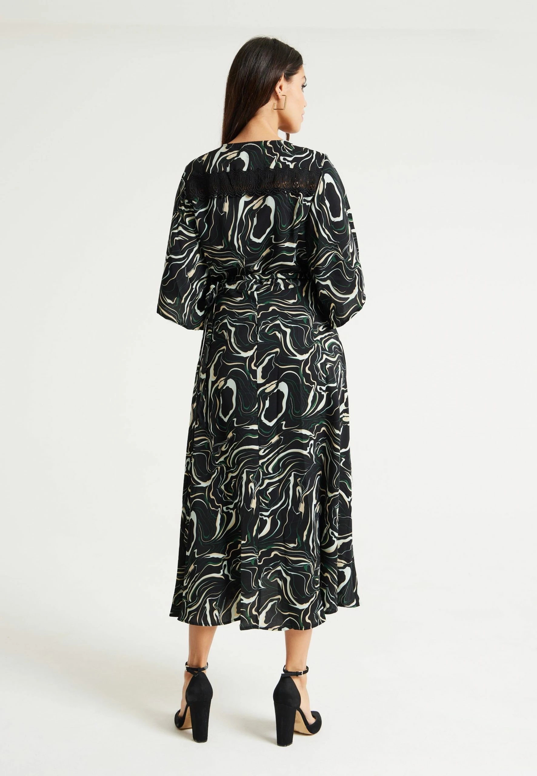 Liquorish Scribble Print Maxi Wrap Dress with Kimono Sleeves in Black 7 Liquorish Scribble Print Maxi Wrap Dress with Kimono Sleeves in Black - Image 5