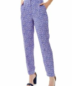 Liquorish Stroke Print Trousers in Purple