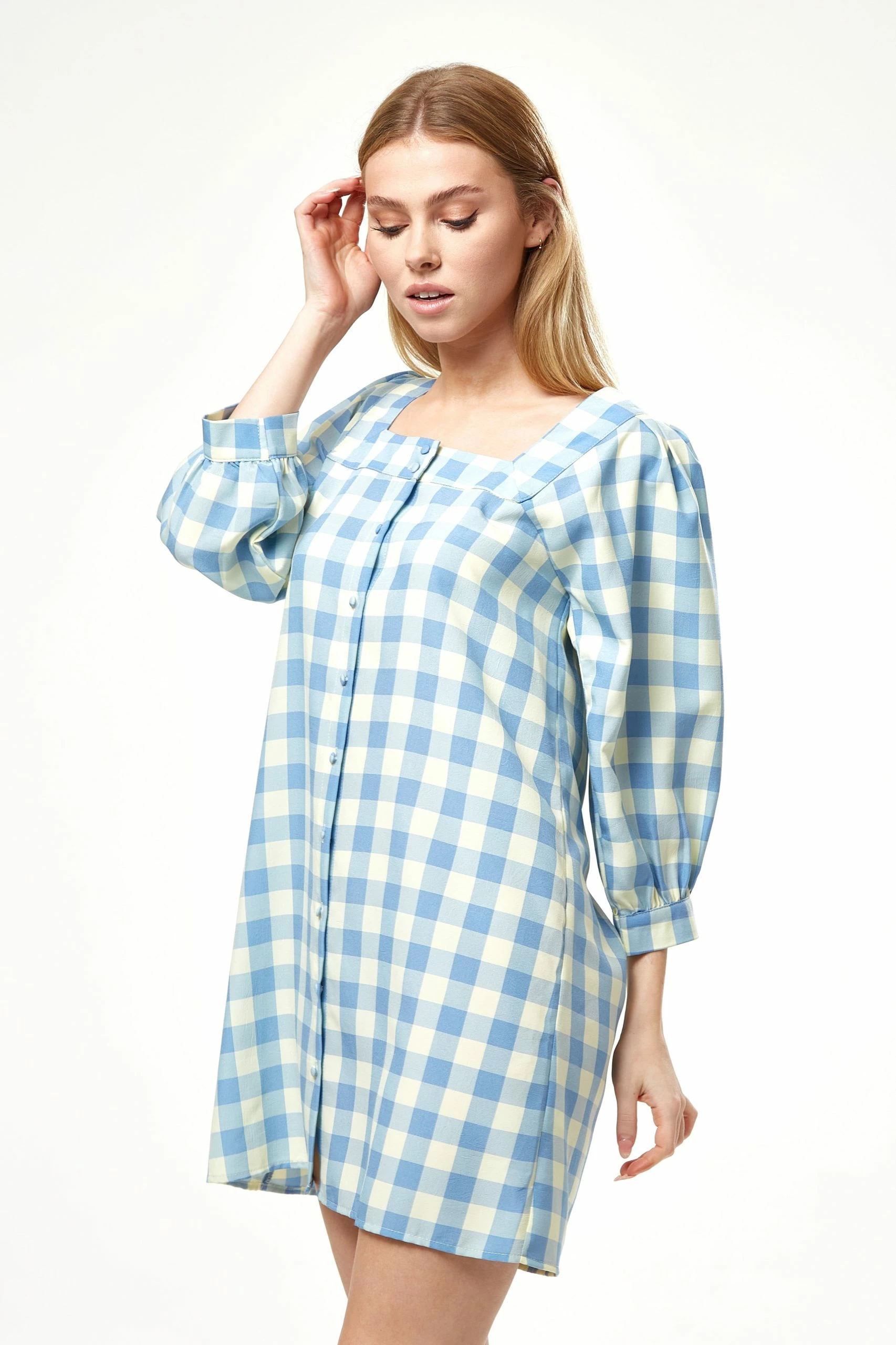 Liquorish Blue Gingham Puff Sleeve Dress 4 Liquorish Blue Gingham Puff Sleeve Dress - Image 2
