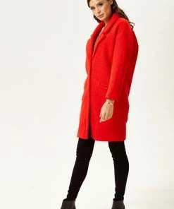Liquorish Bouclè Coat in Red -Liquorish Sales Store 8c0784d1fe6d4c2696142ec8204ad7ba