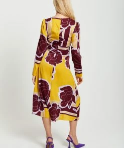 Liquorish Geometric Floral Print Knotted Midi Dress in Mustard and Burgundy - Multicolour -Liquorish Sales Store 8f2c2b867a684e348484d34053aaee01 scaled