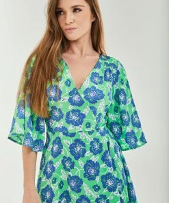 Liquorish Blue Floral Midi Wrap Dress with Kimono Sleeves in Green -Liquorish Sales Store 8fe39b17676f4797b5f1ad28c358096c scaled
