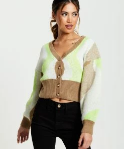Liquorish Cardigan in Brown, Green and Cream - Multicolour -Liquorish Sales Store 92310ee18a3c45ddb345e1acf2069ea4 scaled