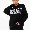 Liquorish Sweatshirt with Malibu Print in Black -Liquorish Sales Store 94d3e4da171744a183e92e18b84816ce
