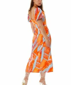 Liquorish Abstract Print Midi Dress With a Square neck and Low Back in Orange -Liquorish Sales Store 98024f9afaa247d78cfe010566834ee4 scaled