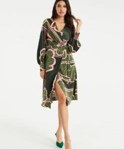 Liquorish Geometric Floral Print Midi Wrap Dress in Dark Green -Liquorish Sales Store 9a6992ab9bd9428ebe7c33465ab869a2 scaled