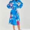 Liquorish Blue Floral Satin Cut Out Back Midi Dress -Liquorish Sales Store 9c029230e0c04739ae8a5138c48ea7f8