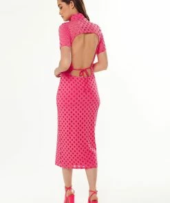 Liquorish Midi Dress with High Neck, Short Sleeves and Open Back Detail in Pink 10 Liquorish Midi Dress with High Neck, Short Sleeves and Open Back Detail in Pink -Liquorish Sales Store 9c138dd465a24b0a918350dd122c68b0