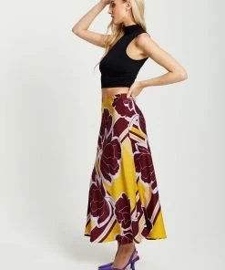 Liquorish Geometric Floral Print Midi Skirt in Mustard and Burgundy - Multicolour -Liquorish Sales Store 9cc556d39a0246ff8827d8ac984426e5 scaled