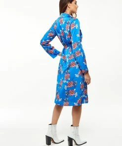 Liquorish Floral Print Shirt Dress in Bright Blue -Liquorish Sales Store 9e44377b3069410db0e9d59e297eef45