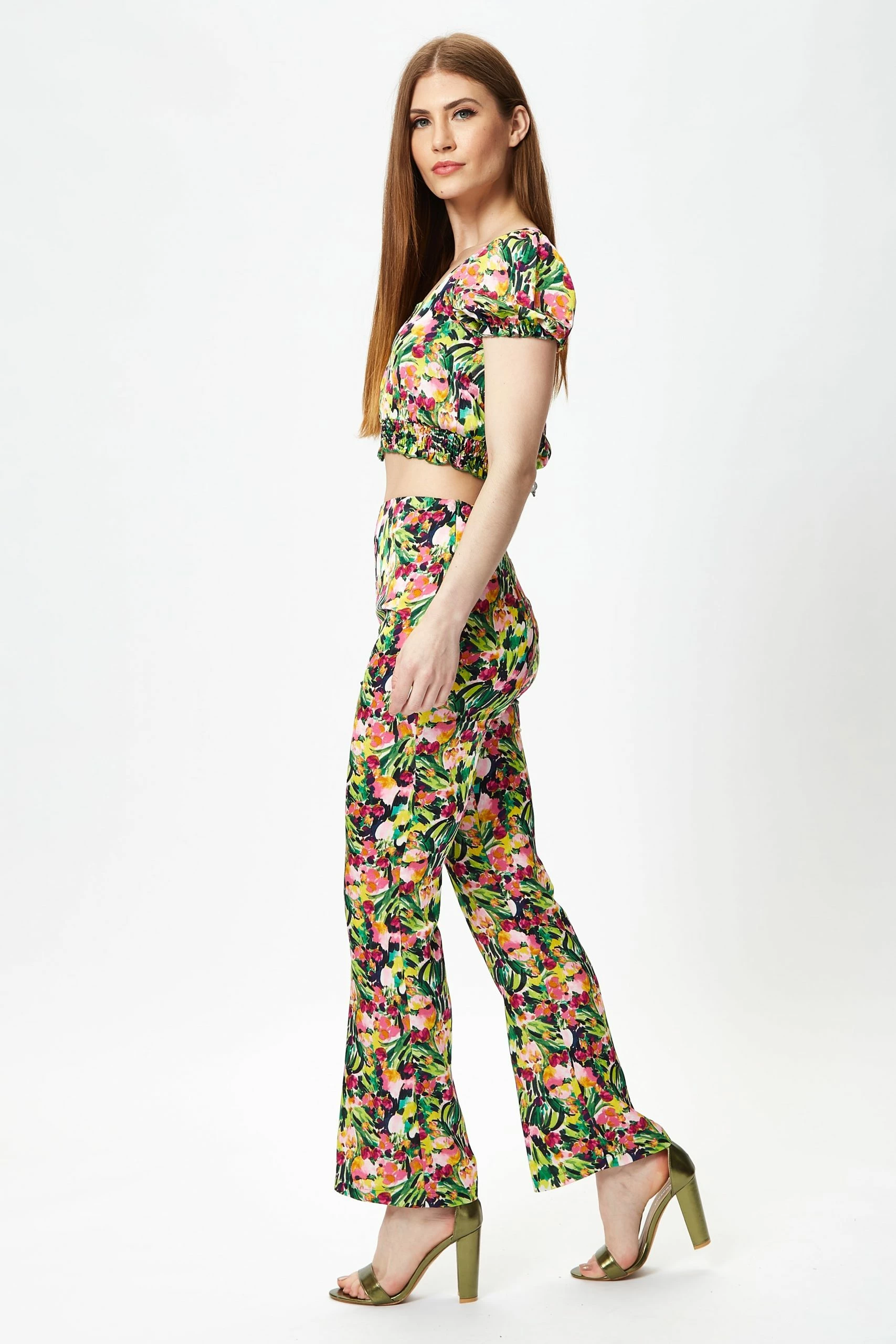 Liquorish Multicolour Floral Crop Top with Elasticated Waist 6 Liquorish Multicolour Floral Crop Top with Elasticated Waist - Image 4