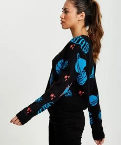 Liquorish Cosmic Pattern Cropped Cardigan in Black -Liquorish Sales Store a598674a9089411bbb3c5f279703425c scaled