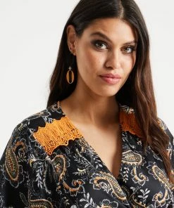 Liquorish Black Based Floral Print Maxi Wrap Dress with Orange Lace Details -Liquorish Sales Store a75926223c884d8d90411598a2166e3c scaled