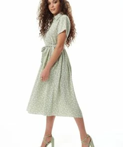 Liquorish Sage and Purple Floral Midi Dress - Green -Liquorish Sales Store a85a6a07c8f14db2ad6bc735f51b5825 scaled