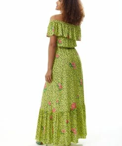 Liquorish Animal and Floral Print Off Shoulder Maxi Dress in Neon Green -Liquorish Sales Store a90064aea311484f87a67a147823e308 scaled