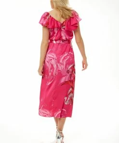 Liquorish Belted Midi Dress with Off Shoulder Sleeves in Fucshia Bird Print - Fuschia -Liquorish Sales Store ab2375f400c64f7ea020b57fdf709819 scaled