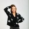 Liquorish White Star Cardigan in Black - Black/White -Liquorish Sales Store ab40ba5c997e47cd974156d7ed828d38