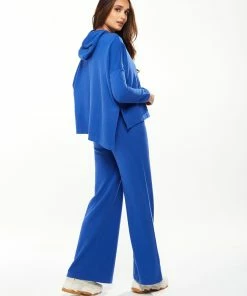 Liquorish Wide-leg Tracksuit Pant in Blue