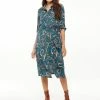Liquorish Scribble Print Midi Shirt Dress in Green -Liquorish Sales Store b399f175c7884889a67b061100760707