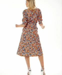 Liquorish Orange Floral Midi Dress with Waist Tie -Liquorish Sales Store b68b28e9ae36450f999c10067324e0dd scaled