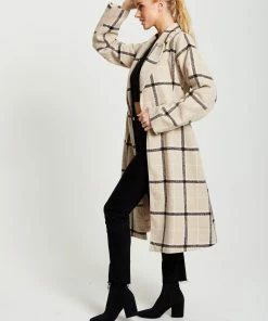 Liquorish Longline Check Coat - Beige -Liquorish Sales Store b9341a366a534a889dec5a2bdb774e5b scaled