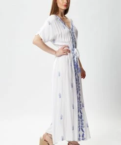 Liquorish White Maxi Beach Dress with Blue Pineapple Embroidery -Liquorish Sales Store c1546469cb2243f3ae9b0a6088cf6bb2 scaled
