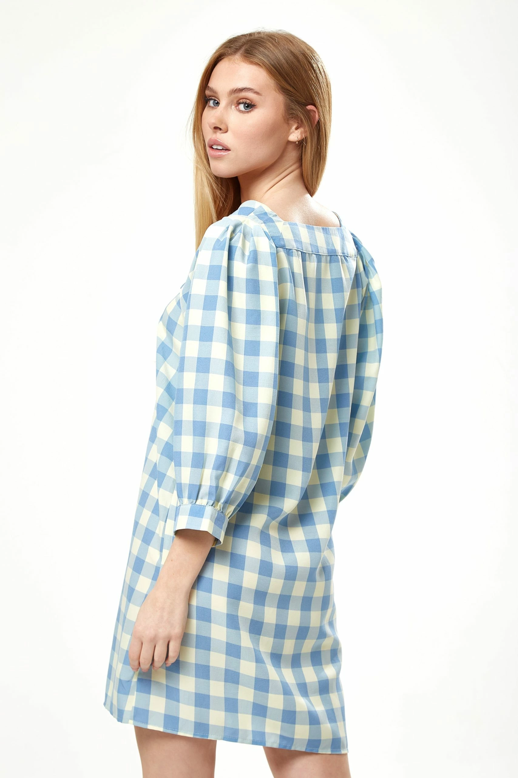 Liquorish Blue Gingham Puff Sleeve Dress 5 Liquorish Blue Gingham Puff Sleeve Dress - Image 3