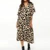 Liquorish Animal Print Midi Wrap Dress with Kimono sleeves in Cream -Liquorish Sales Store c263b26489e241d48d8d27fe40d76f70