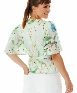 Liquorish Bird Print Wrap Top in Mint Green -Liquorish Sales Store c3c0c7447bda40de9ade7397d47df932 scaled