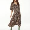 Liquorish Scribble Print Midi Wrap Dress with Kimono Sleeves in Brown 2 Liquorish Scribble Print Midi Wrap Dress with Kimono Sleeves in Brown -Liquorish Sales Store c40227898348463687c67ca96ba6b37d
