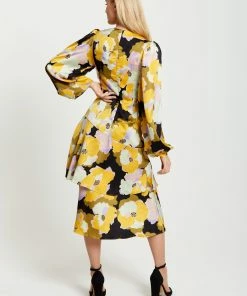 Liquorish Earth Tone Floral Print Midi Wrap Dress with Frill Details and Balloon Sleeves - Multicolour -Liquorish Sales Store c652861343144d46aa869eb79cf80a77 scaled