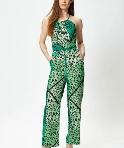 Liquorish Green Animal Print Jumpsuit