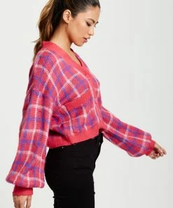 Liquorish Check V-Neck Button Down Cardigan in Pink -Liquorish Sales Store cabb294e7eb64515ac647e8188ccfe6e scaled